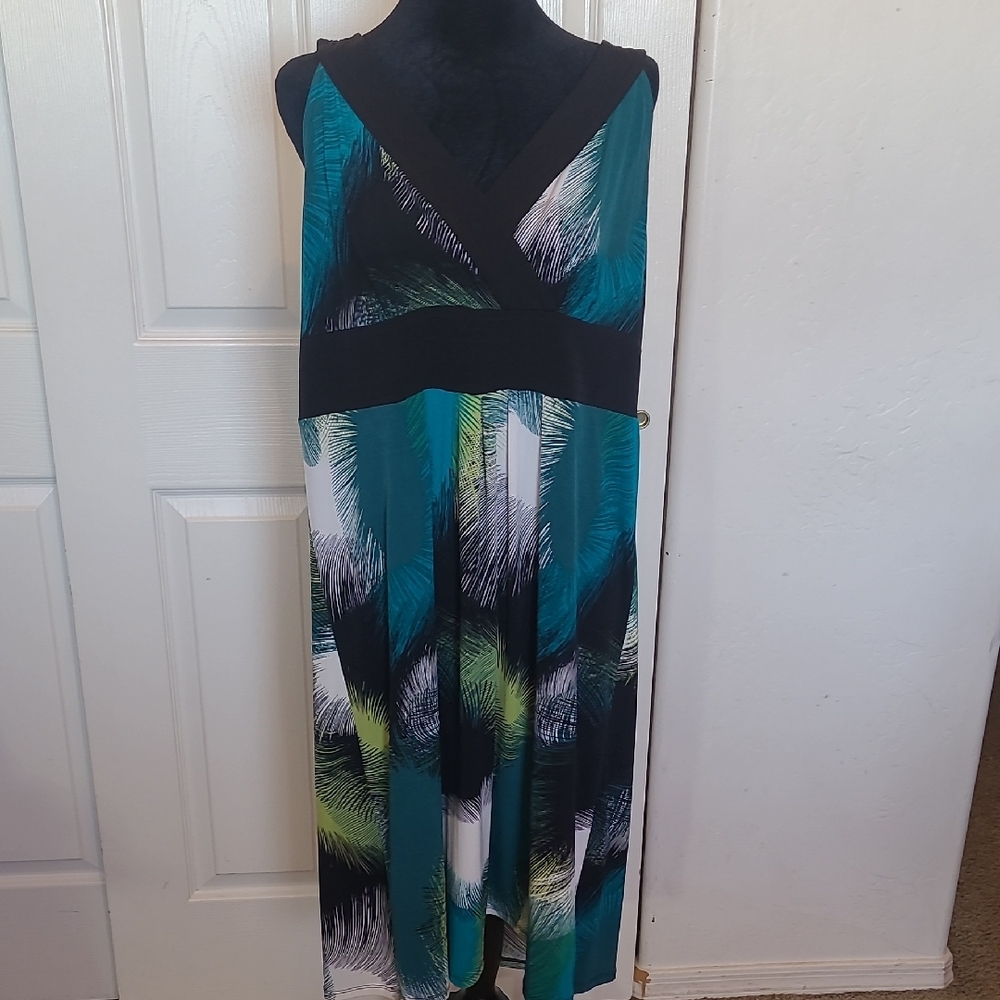 Liz Claiborne Blue and Black Sleeveless Sundress